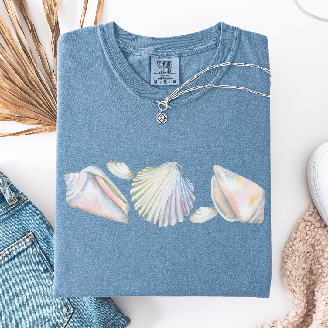 Shell Style Shirt Comfort Colors® Sea Shells 90s Vintage Style Tshirt, Retro Y2k Ocean ...