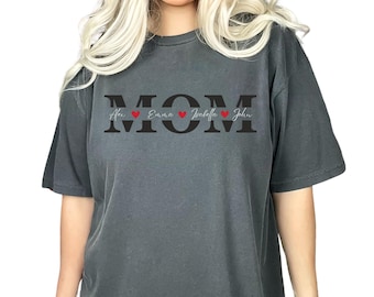Comfort Colors® Custom Mom Shirt, Personalized Mama Gift, Mother's Day Gift, Custom Name Shirt, Children Name Mom Shirt