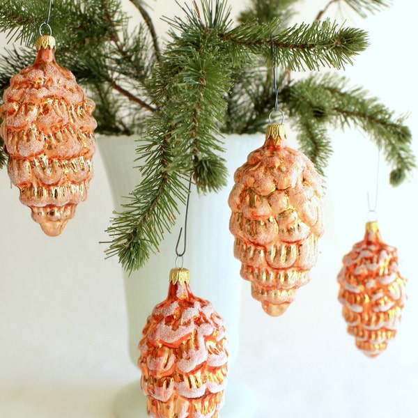 Vintage Blown Glass Pinecone Christmas Ornaments