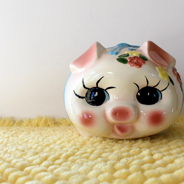 Pretty Pink Pig Jumbo Vintage Piggy Bank