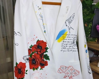 Custom Hand-Painted Floral Blazer for Women - Unique Wearable Art