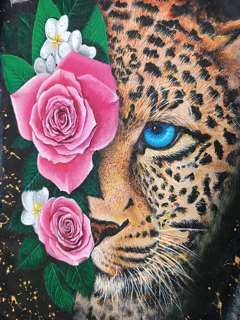 Leopard Jacket With Roses • Artistic Hand-painted Jean Jacket ...