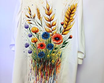 Hand-Painted Floral Jacket: Custom Women's Clothing