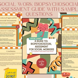 Puede incluir: Una guía colorida para la evaluación biopsicosocial para trabajadores sociales. La guía presenta un corazón sonriente y el texto "Una guía para: la evaluación biopsicosocial para trabajadores sociales".