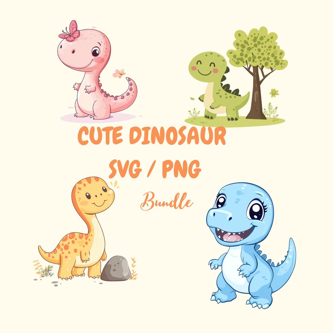 Cute Dinosaur SVG Bundle | Instant Download | Cricut and Silhouette ...