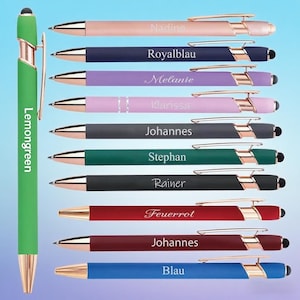 Personalized ballpoint pen with engraving | Soft touch rose gold pen