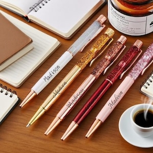 Personalized engraved glitter ballpoint pen, Customized Quicksand Ballpoint Pen,gift for women, stationery, office accessories,writing tools