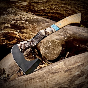 Handmade Hatchet Viking Battle Handcraft forged Steel Bushcraft Throwing Axe Camping Axe Outdoor Gift for Him on Anniversary, Groomsmen Gift