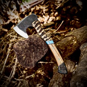Handmade Hatchet Viking Battle Handcraft forged Steel Bushcraft Throwing Axe Camping Axe Outdoor Gift for Him on Anniversary, Groomsmen Gift