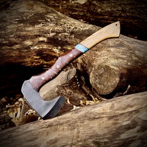 Handmade Hatchet Viking Battle Handcraft forged Steel Bushcraft Throwing Axe Camping Axe Outdoor Gift for Him on Anniversary, Groomsmen Gift