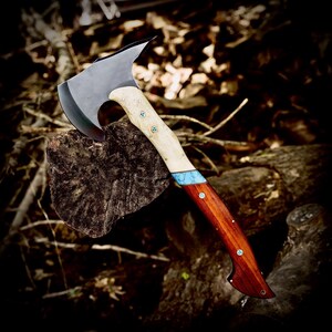 Handmade Hatchet Viking Battle Handcraft forged Steel Bushcraft Throwing Axe Camping Axe Outdoor Gift for Him on Anniversary, Groomsmen Gift