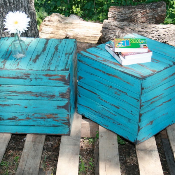 End Side Table Pair reclaimed wood more colors available