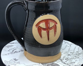 Eye of Sauron inspired mug, black glaze
