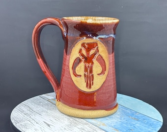 Mandalorian inspired mug, mythosaur, 16 ounces, Star Wars