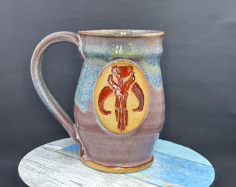 Mandalorian inspired mug, mythosaur, 16 ounces, Star Wars