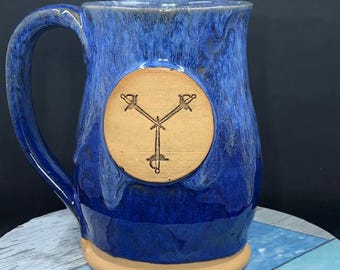 SCA Peerage mugs, Kingdom of Atlantia blue glaze, ready to ship