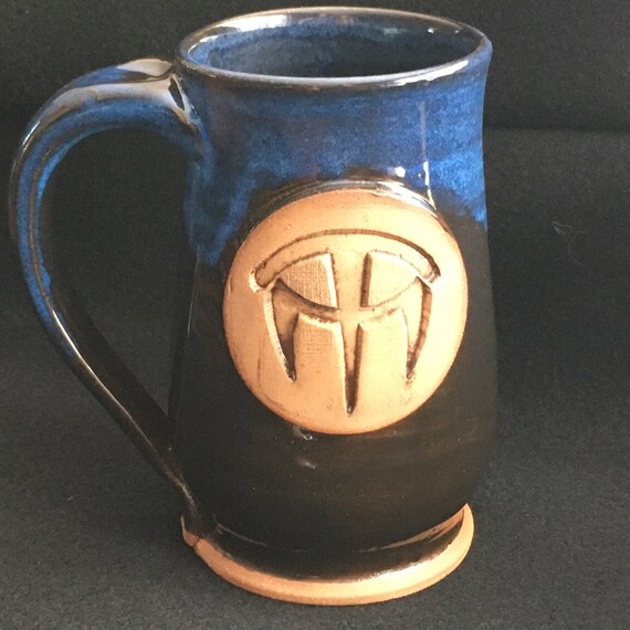 flux over black glaze Eye of Sauron inspired mug 16 ounces
