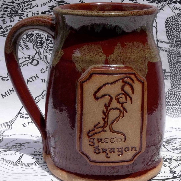 Green Dragon mug, Lord of the Rings, Hobbit, ceramic handmade mug