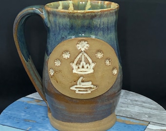 Mug of Durin's Folk, blue over iron glaze, 16 ounces
