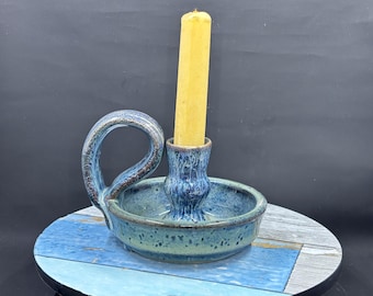 ceramic chamber stick, candle stick holder,
