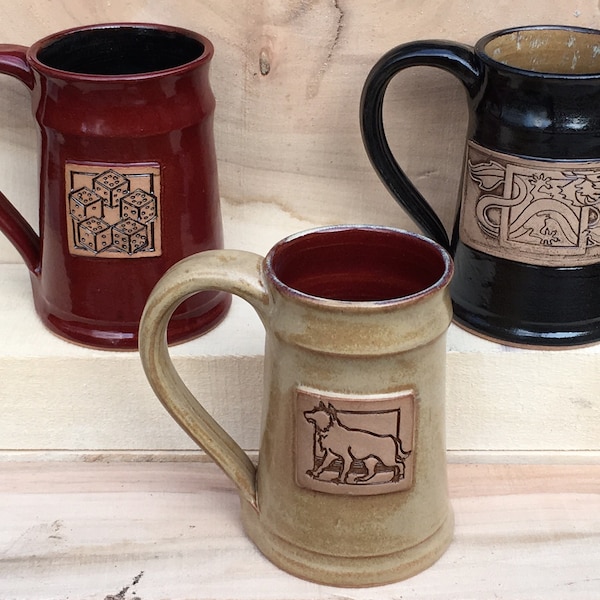 Wheel Of Time inspired mugs sets, Rand/Dragon, Mat/Dice, Perrin/Wolf, Black Fang/Black Tower