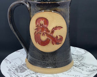 D&D inspired mug, Dungeon Master, red over black glaze