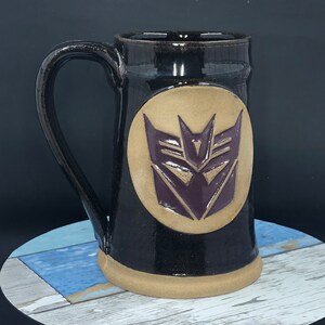 Decepticon ceramic mug, Transformers inspired