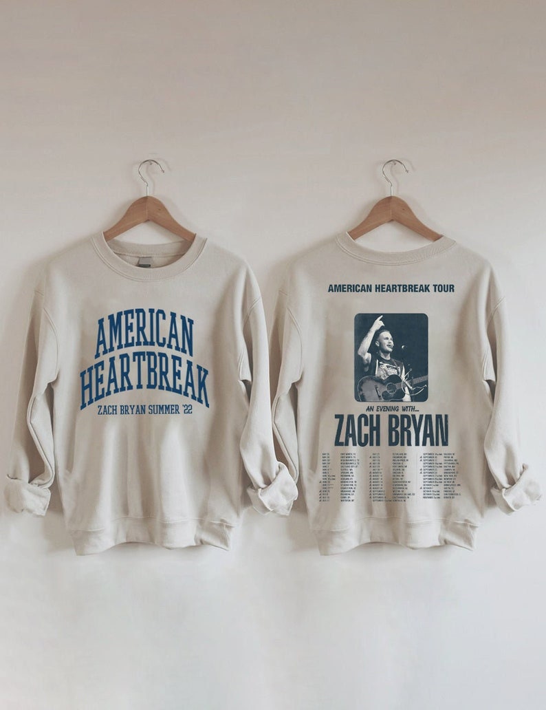 American Heartbreak Tour Printed Front and Back Sweatshirt, Zach Bryan Shirt, Zach Bryan 90s Rap Sweatshirt, Zach Bryan Album Merch 