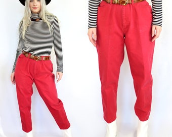 90s coral red high waist mom jeans PLUS SIZE, Size 16, 33 inch waist, CURVY Woman, Red Mom Jeans, Curvy Girl, 90s Aesthetic, 90s Clothing