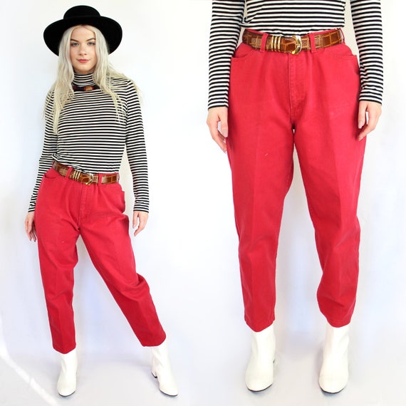 90s coral red high waist mom jeans PLUS SIZE, Siz… - image 1