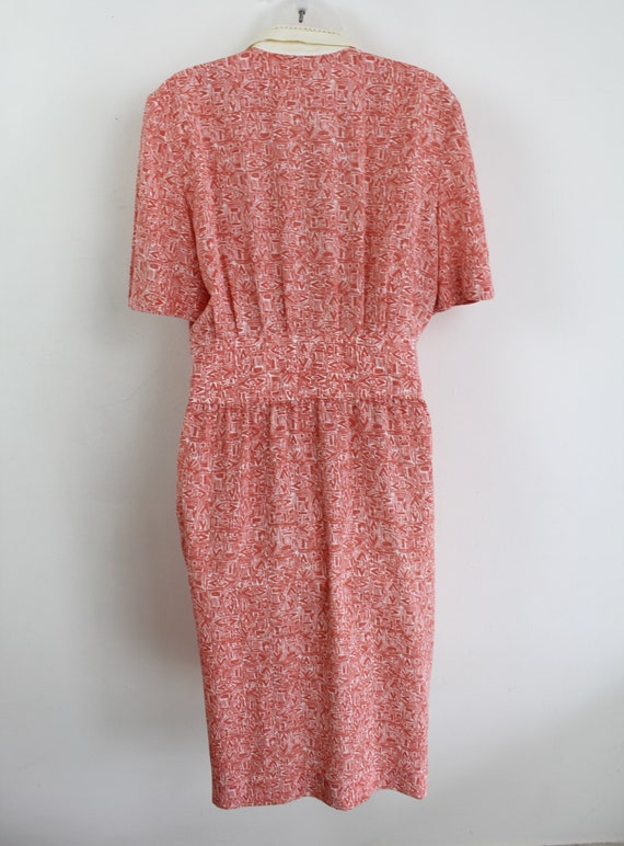 90s vintage peach pink patterned midi dress with … - image 5