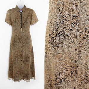 90s Vintage Bobbie Bee Animal Print Silk Duster, Size 4 Small, Leopard Print Dress, Carole Baskin, 90s Silk Dress, Leopard Cheetah Jaguar