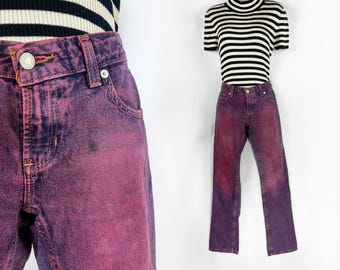 Y2k vintage fuchsia purple dyed stonewashed low rise jeans Plum Purple Low Rise Bootcut Jeans 2000s Colored Denim Y2k Fashion Gen Z Fashion