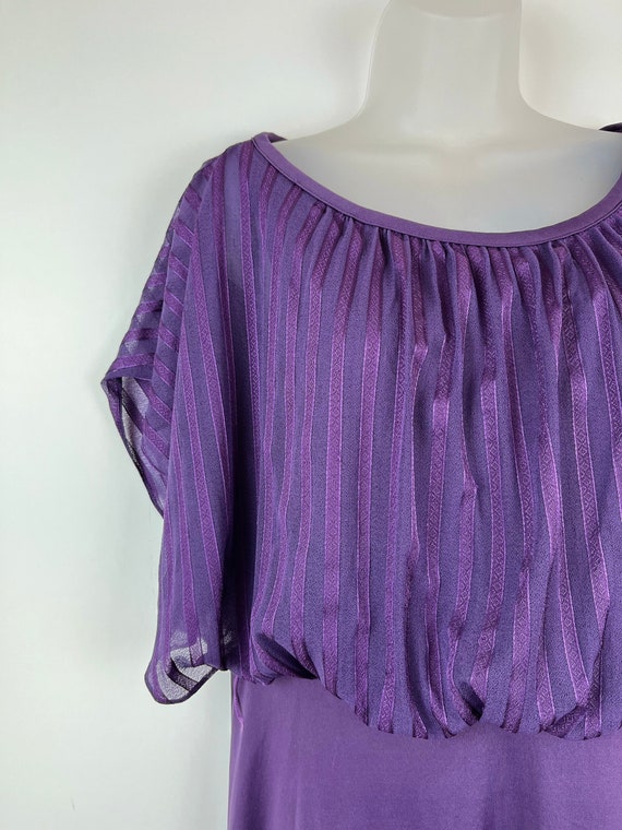 70s vintage plum purple sheer cap sleeve overlay midi… Gem