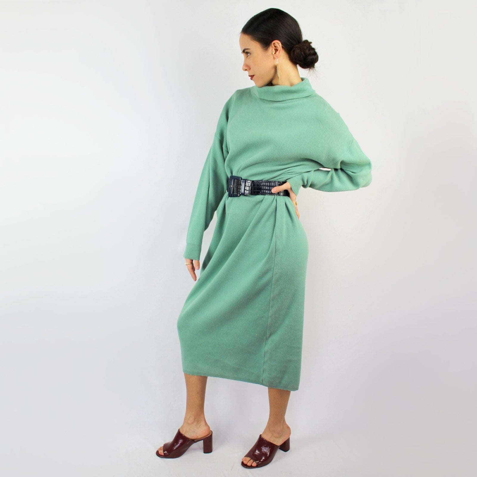 80s VINTAGE Seafoam Green Cowlneck Sweaterdress, Medium, Mint Green, Knit Cowl  Neck Dress, 80s Clothing, 80s Sweater Dress, 80s Aesthetic - Etsy