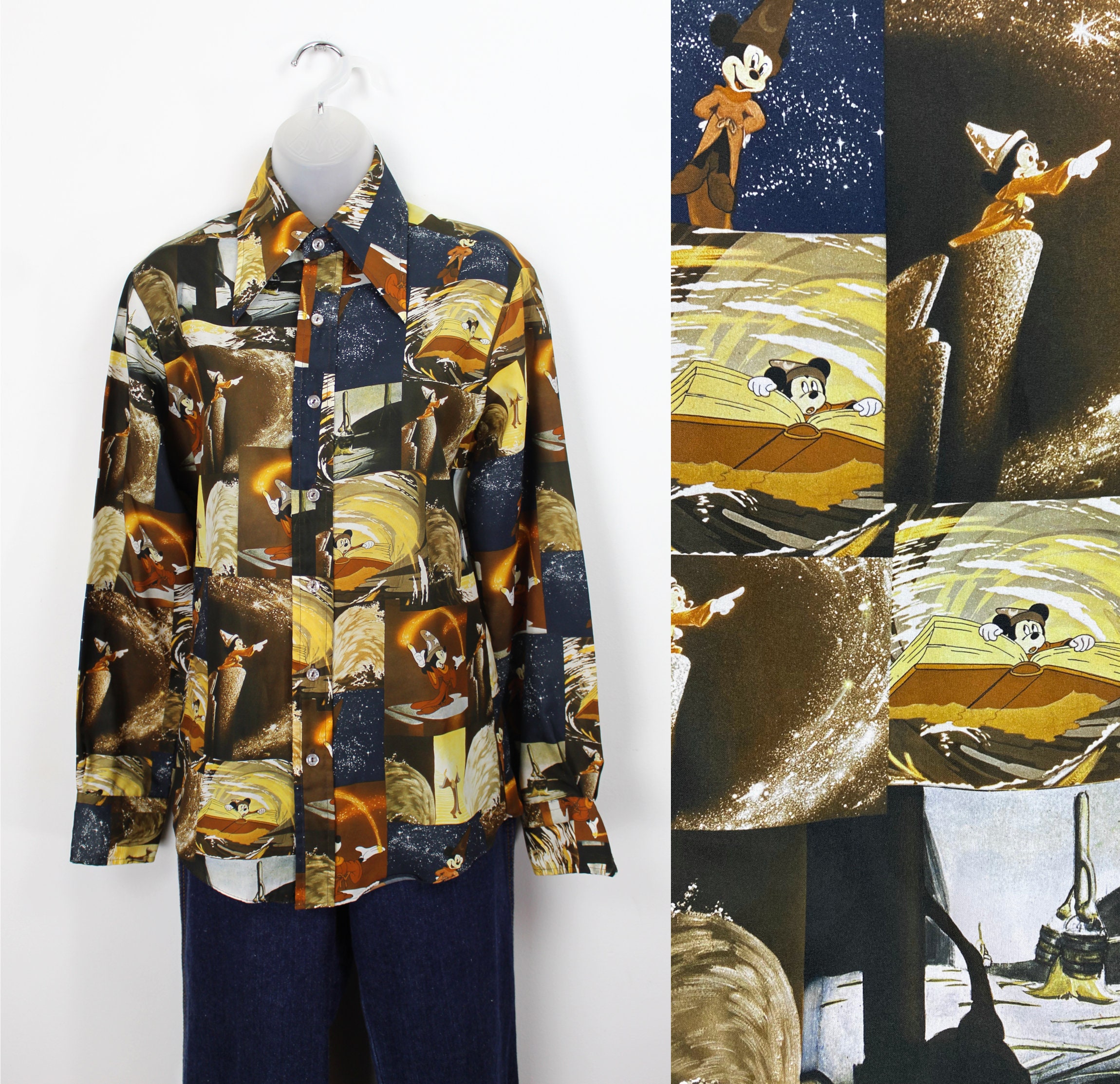 70s Kennington LTD Disney Fantasia Mickey Mouse Dagger Collar Shirt, Mens Disco Shirt, Disney Collector, Mickey Wizard, Vintage Disney 1970s - Etsy 70s Kennington LTD Disney Fantasia Mickey Mouse Dagger Collar Shirt, Mens Disco Shirt, Disney Collector, Mickey Wizard, Vintage Disney 1970s - Etsy