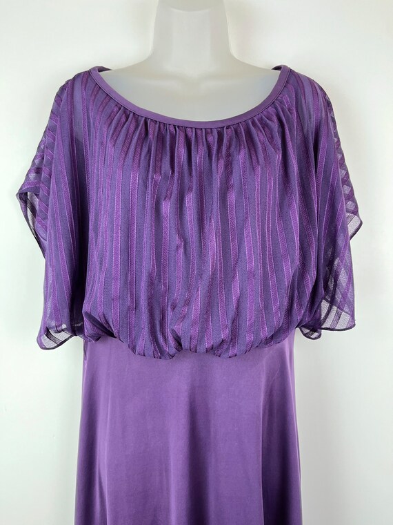 70s vintage plum purple sheer cap sleeve overlay midi… Gem