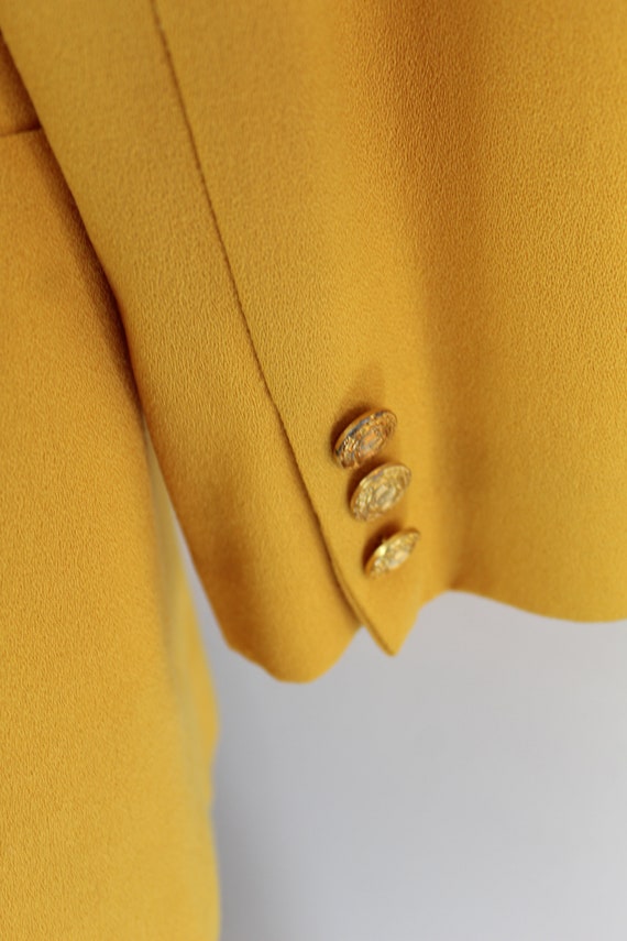 90s vintage canary yellow wool blazer Size 6, But… - image 7