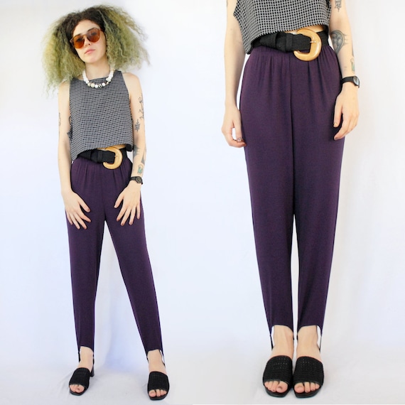 Purple stirrup pants / 90s stirrup pants / petite