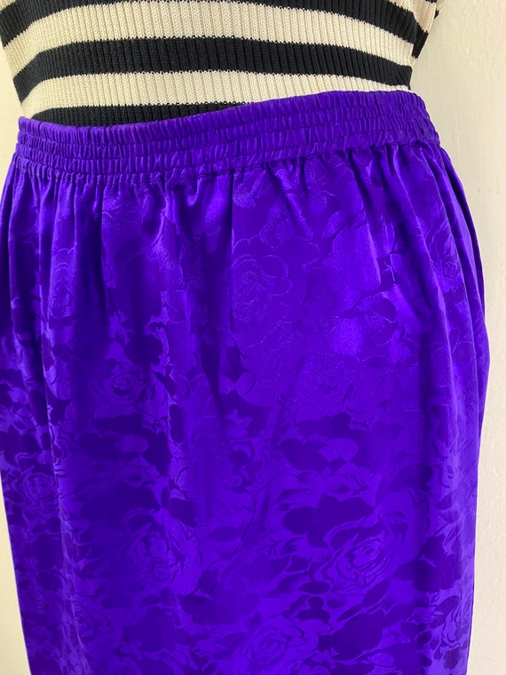 90s VINTAGE Violet purple Jacquard silk pencil sk… - image 9