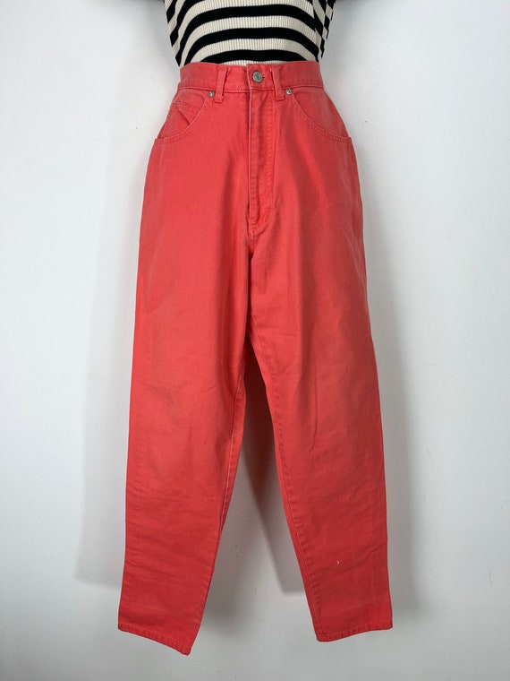 90s vintage Coral pink high waist high rise jeans… - image 9