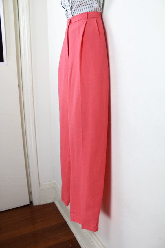 90s Papaya Orange Pink tapered high waist linen t… - image 4