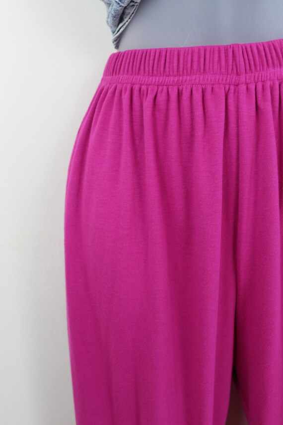 90s hot pink fuchsia tapered knit easy pants, Sma… - image 3