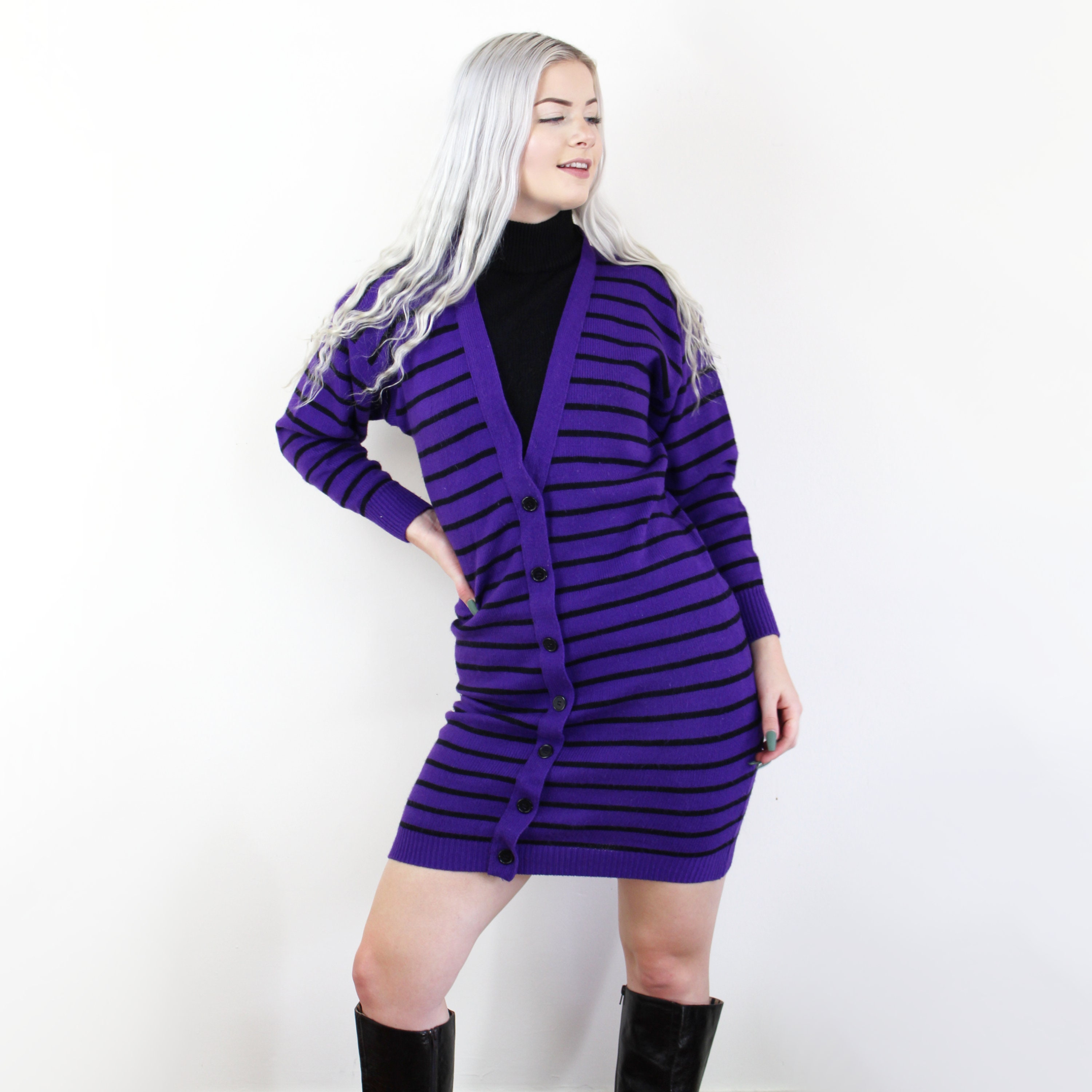 purple and black striped sweater dress SAY WHAT? GIRL'S STRIPED SWEATER DRESS BLACK & PURPLE GIRLS XL NEW W/ TAGS!!!