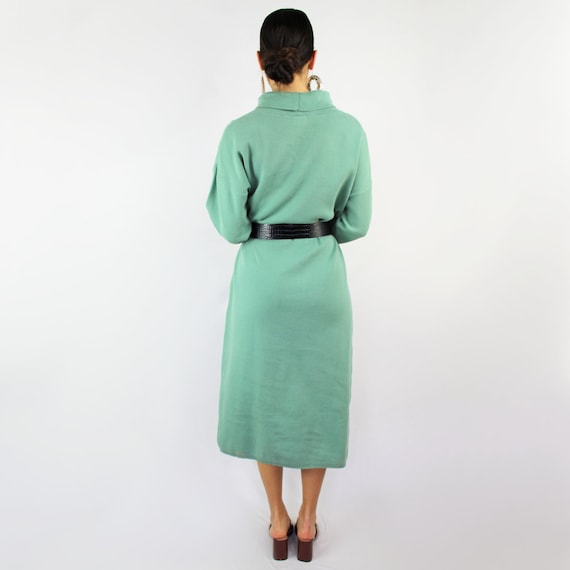 80s VINTAGE seafoam green cowlneck sweaterdress, … - image 5