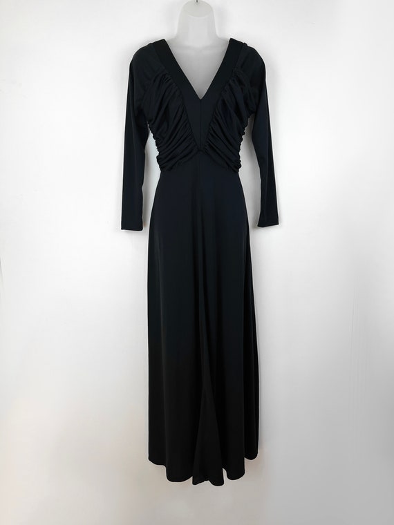 chinese dress ladies Vintage 70s Rhinestone Trim Evening Dress Maxi Gown L – Bombshell Bettys  Vintage main image 0