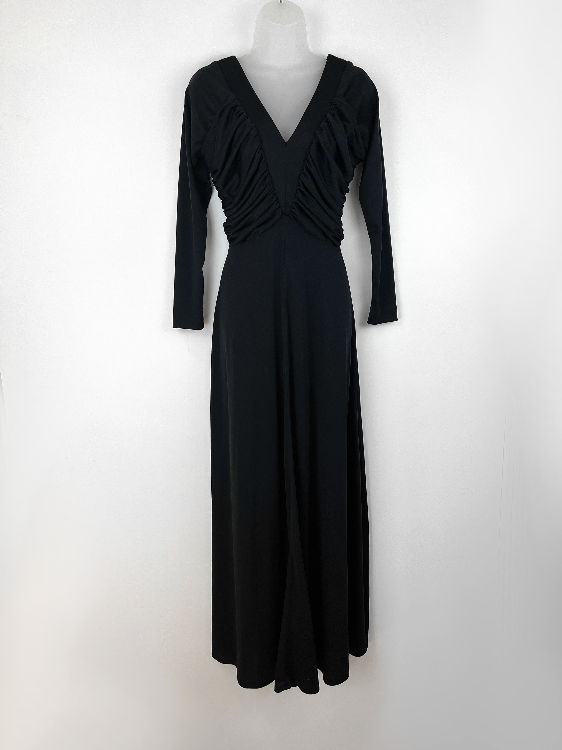 70s black dress with sleeves 70s Vintage Black Long Sleeve Full Length Evening Dress, 70s Prom Dress,  Vintage Prom, Morticia Addams, Witchy Dress, 70s Dress, 70s Formal
