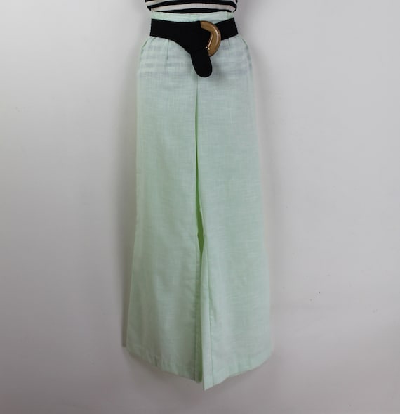 70s vintage pale celadon green wide leg trousers,… - image 2