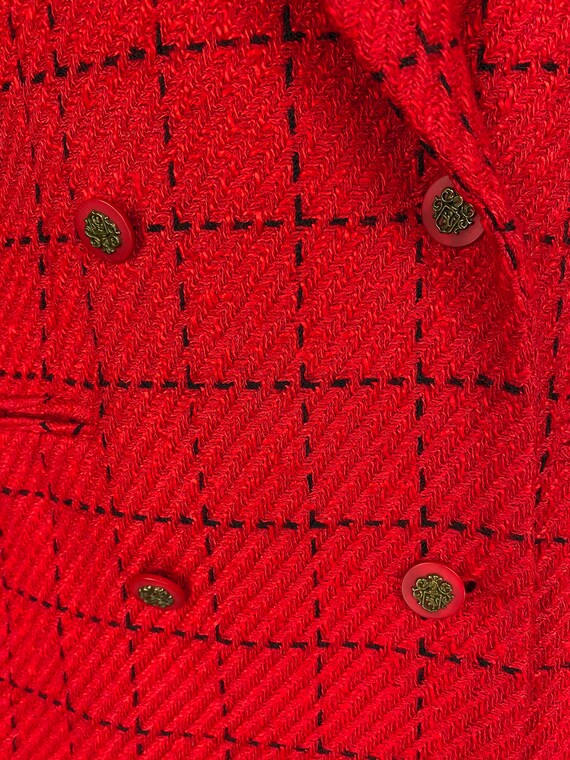 90s VINTAGE cherry red pinstripe plaid womens ove… - image 5