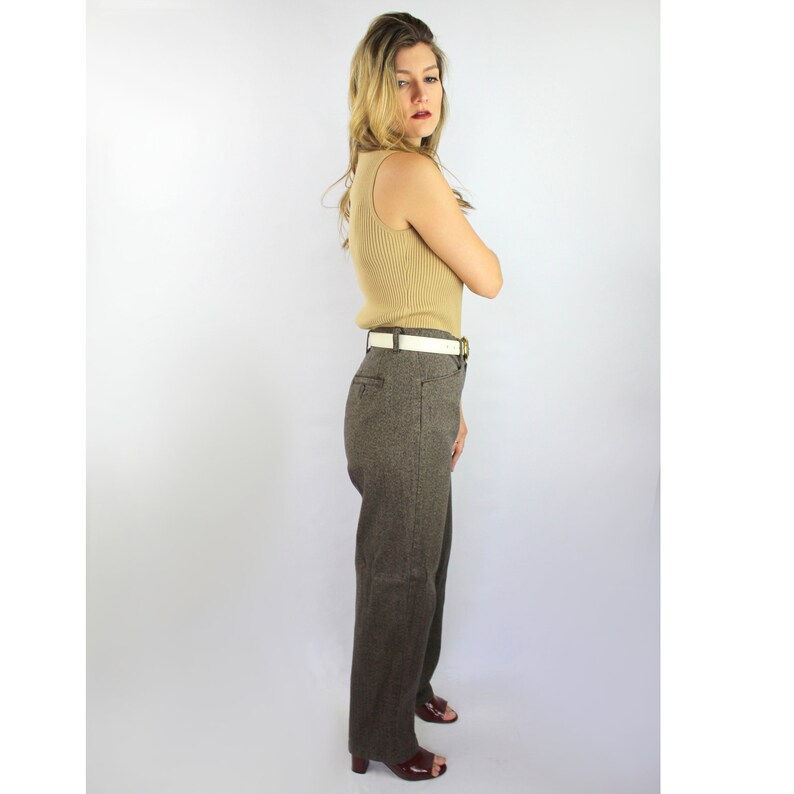 90s vintage taupe brown herringbone twill trousers Beige Twill Denim Trousers 90s Workwear Pants Boyfriend Fit Gorpcore Aesthetic Dickies image 6